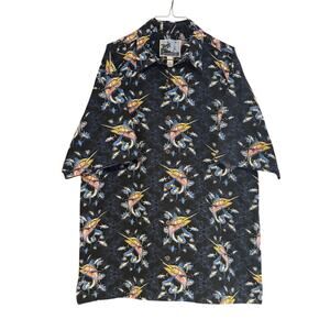 AFTCO BLUEWATER FISHING PRINT BUTTON DOWN MENS SHIRT XL TACKLE OUTDOORS
